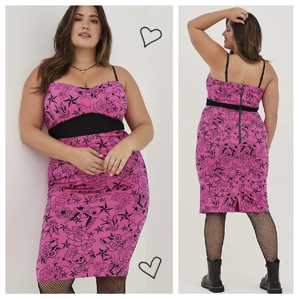 🎀Betsey Johnson Pink Tattoo Dress